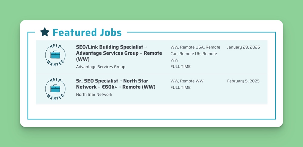 Screenshot from SEO Jobs